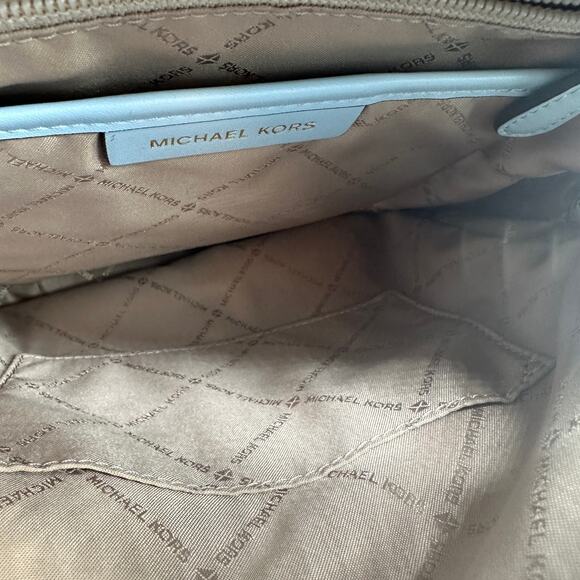 Michael Kors Jaycee Medium Backpack Vista Blue MK Logo Canvas Travel Bag Preppy main image 4